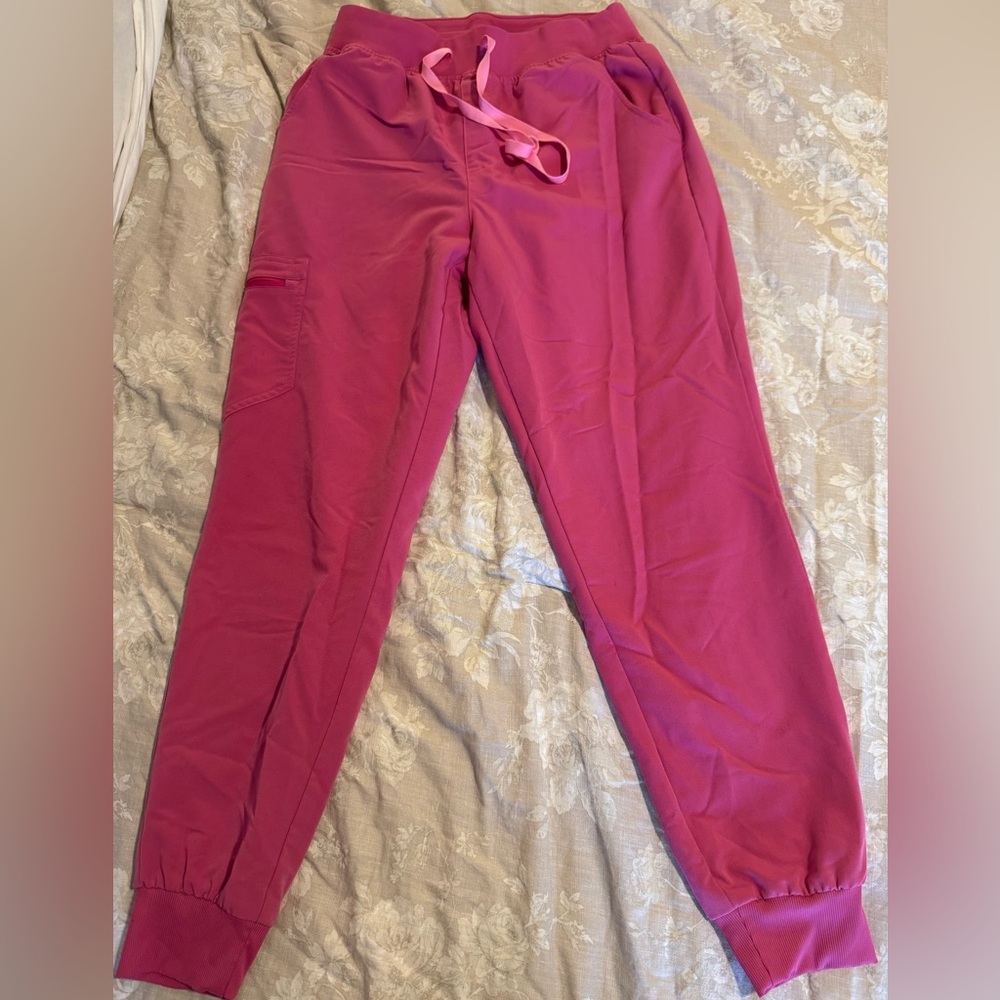 Figs high waisted pink scrub pants